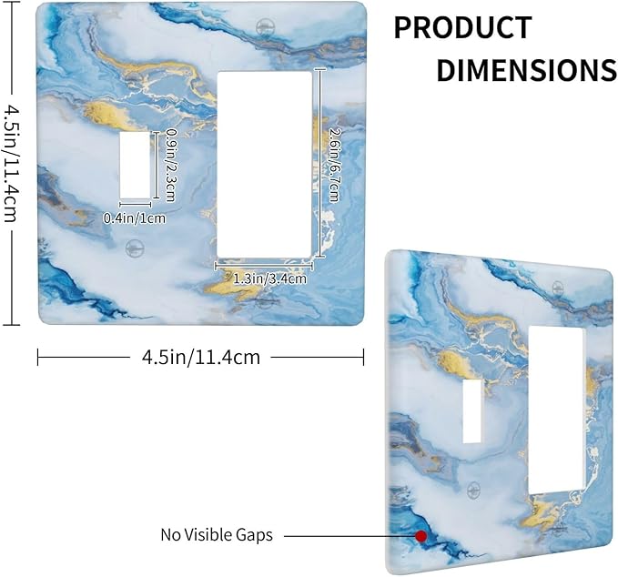 Beautiful Marble Texture Blue Gold Fluid Abstract Print Outlet Covers 1 Toggle 1 Rocker Combination Decorative Wall Plate Electrical Switch Plates Light Switch Cover Plate for Bedroom Bathroom Decor