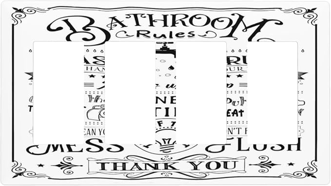 Bathroom Wash Inspirational Quote 4 Gang Quad Rocker/GFCI/Decorator Light Switch Cover Plate Decorative Electric Faceplate Decorative Switchplate Screwless