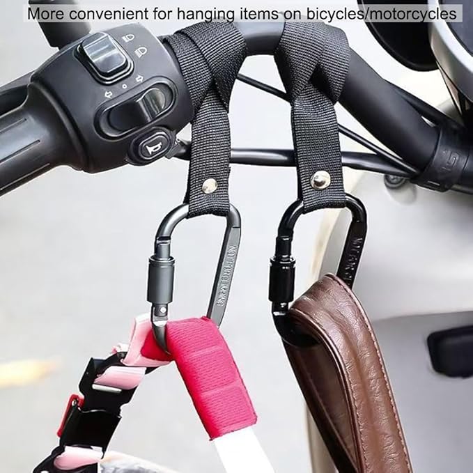 Baby Stroller Hooks Clips,Multipurpose Strolller Straps for Hanging Diaper Bags,Purse,Stroller Organizer,Universal Hooks Accessories for Stroller and Bicycle or Shopping Cart (Black,4 Pack)