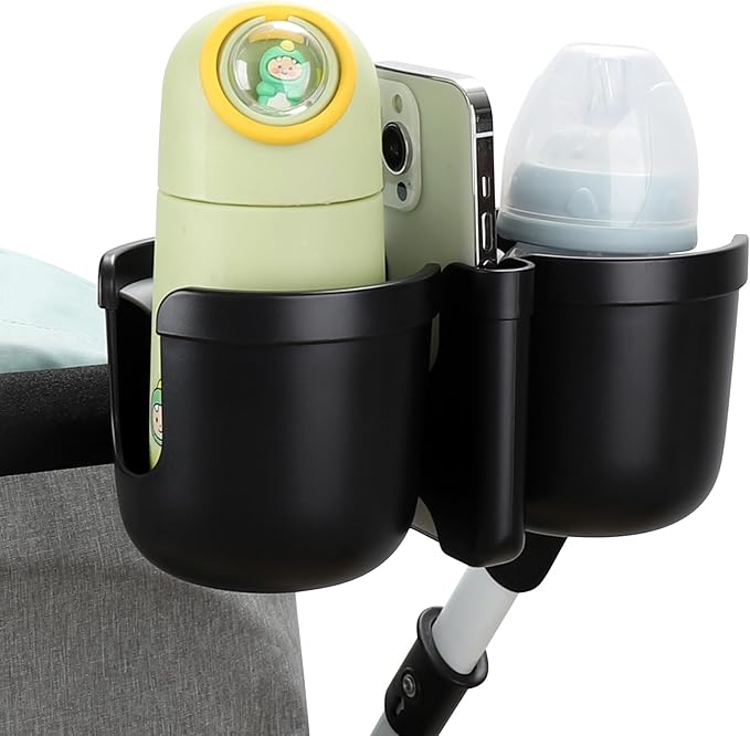 Accmor Stroller Cup Holder with Phone Holder, Bike Cup Holder, Universal Cup Holder for Uppababy Nuna Doona Strollers, 2-in-1 Cup Phone Holder for Stroller Bike Accessory