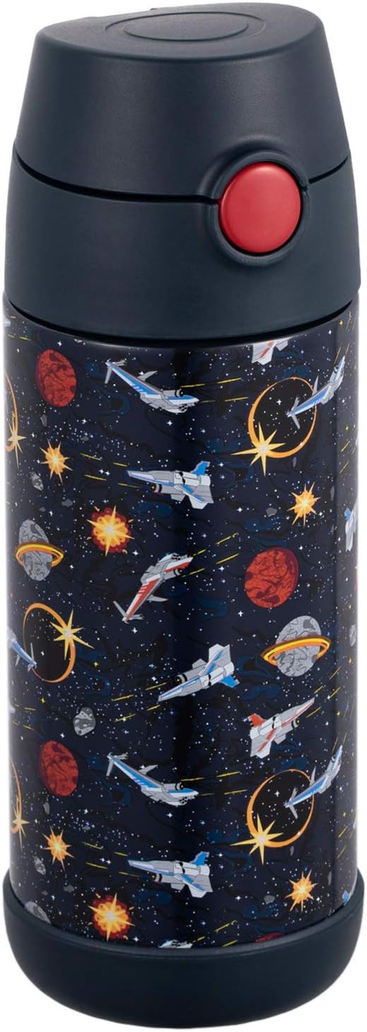 Snug Insulated Kids Water Bottle with Straw & Spout – Double-Wall Stainless Steel, Leakproof, Easy-Flip Lid – For School, Travel, Toddlers & Big Kids - Space Wars, 12oz