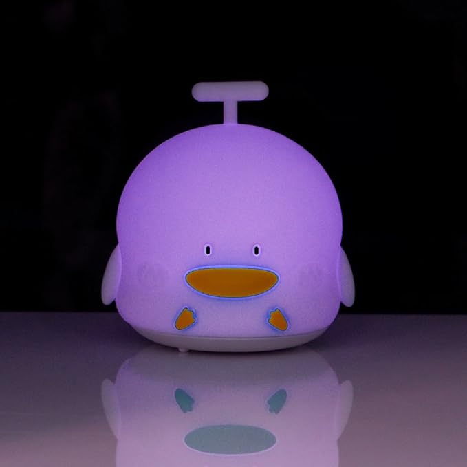 Portable Silicone LED Cartoon Night Light for Kids USB Rechargeable, Warm/White Light, 7-Color Changeable Light, Cute Children Night Lamp for Baby, Bedroom and Nursery (Duck)
