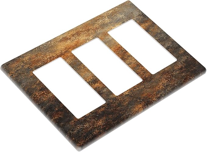 Decorative Outlet Covers Vintage Rust Pattern in Brown gold 3 Gang Light Switch Cover Plate Triple Rocker Wall Plates for Electrical Outlets Switch Plate Covers for Bedroom Home Decor
