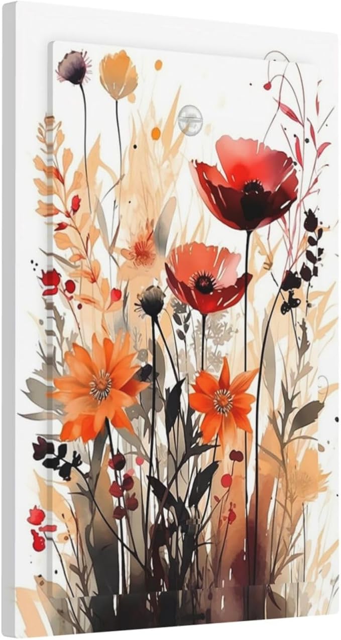 Light Switch Cover Plate Country Watercolor Flowers Art Wildflower 1 Gang No Device Blank Electrical Wall Plates Faceplate Decorative Switch Plate for Bedroom Cabin Decor