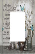Blue Butterfly Rustic Flower Inspirational Quotes 1 Gang Rocker Light Switch Covers Single Decora Outlet Wall Plate Decorative Switchplate Faceplate GFCI for Farmhouse Country Bedroom Kitchen Decor