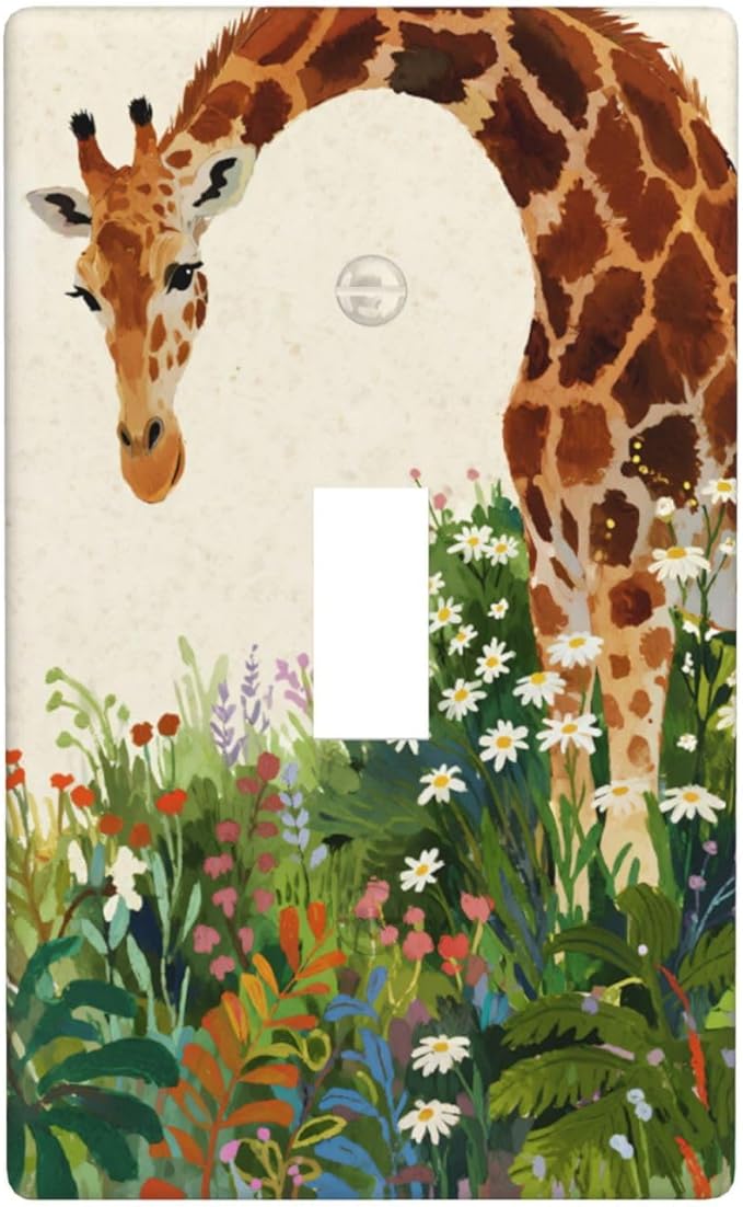 Giraffe Single Toggle Wall Plate Decorative 1 Gang Light Switch Covers Electrical Switchplate Home Decorate Faceplat for Bathroom Bedroom Kitchen Room 4.5 x 2.76 Inch