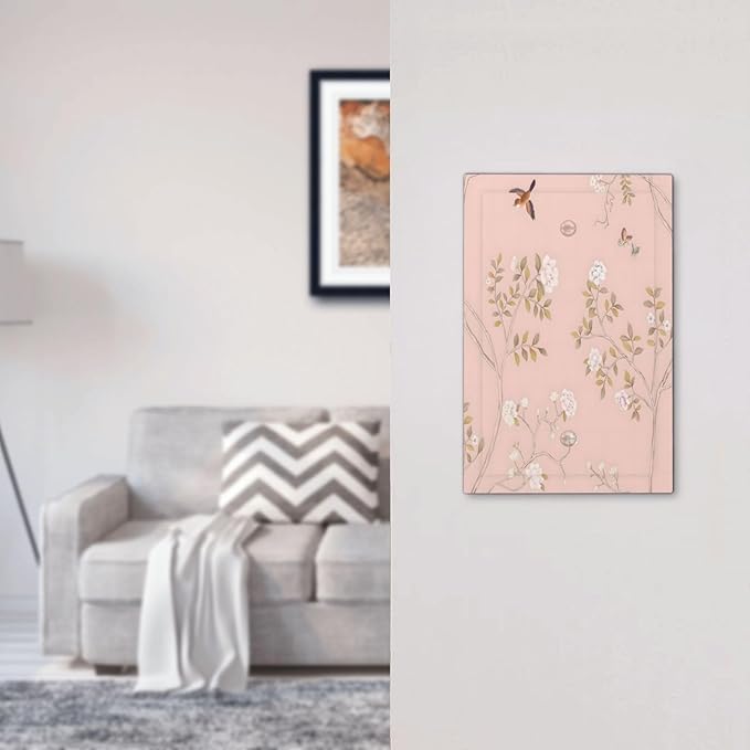 Pink Background Flowers Bird Butterflies Floral Light Switch Cover Plate 1 Gang No Device Blank Electrical Wall Plates Faceplate Decorative Switch Plate Covers for Bedroom Living Room Decor