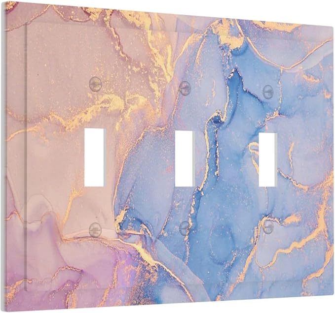 Light Switch Cover Plate Luxury Abstract Marble 3 Gang Triple Toggle Decorative Switch Plates Electrical Outlet Covers Switchplate Wall Plates for Bathroom Bedroom Home Decor