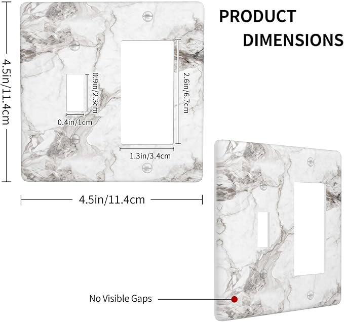 White And Gray Marble Patterns Texture Abstract Print Outlet Covers 1 Toggle 1 Rocker Combination Decorative Wall Plate Electrical Switch Plates Light Switch Cover Plate for Bathroom Kitchen Decor