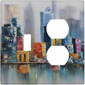 Colorful Nyc Skyline Textured Modern Abstract Wallplates 1 Toggle 1 Duplex Switch Plate Electrical GFCI Faceplate Decorative Light Switch Covers for Bedroom Living Room Decor