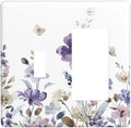 Purple Watercolor Flower Floral Butterfly Outlet Covers 1 Toggle 1 Rocker Combination Decorative Wall Plate Electrical Switch Plates Light Switch Cover Plate for Bedroom Living Room Decor