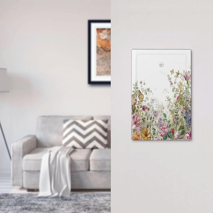 Light Switch Cover Plate Boho Wildflower Colorful Floral Butterfly 1 Gang No Device Blank Electrical Wall Plates Faceplate Decorative Switch Plate For Bed Room Living Room Decor