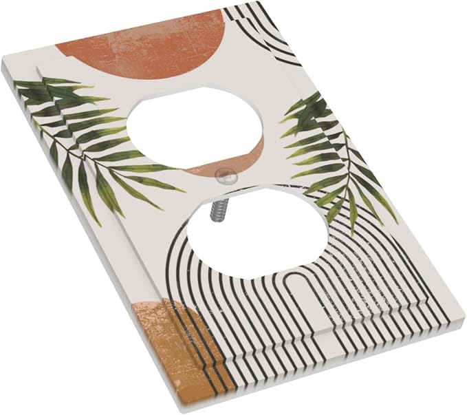 Beautiful Boho Mid Century Large Archs Sun Leaves Plants Outlet Covers 1 Gang Duplex Light Switch Cover Decorative Switch Plates Electrical Receptacle Faceplate Wall Plate for Bedroom Living Room Home