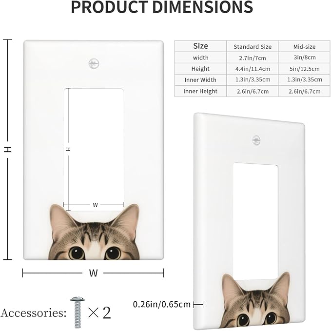 Cat Single Rocker Wall Plate Decorative 1 Gang Light Switch Covers Electrical Switchplate Home Decorate Faceplat for Bathroom Bedroom Kitchen Room 4.5 x 2.76 Inch