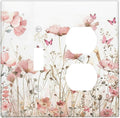 Boho Floral Watercolor Pink Wildflower Butterfly Wallplates 1 Toggle 1 Duplex Switch Plate Electrical GFCI Faceplate Decorative Light Switch Covers for Bedroom Living Room Decor
