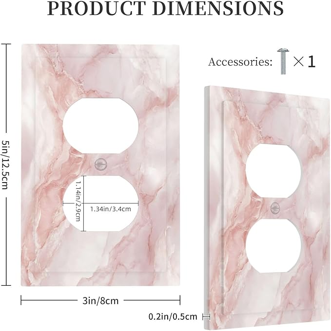 Outlet Covers Pinkish-White Marble Abstract Luxury Elegant 1 Gang Duplex Light Switch Cover Plate Decorative Wall Plates Socket Cover Electrical Switchplate for Bathroom Home Decor