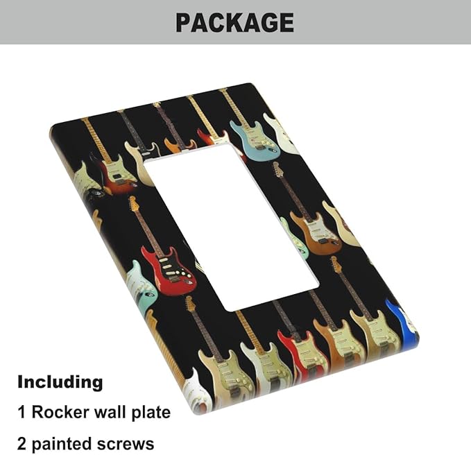 Modern Guitar Single Rocker Wall Plate Music Rock And Roll Guitar Musical Decorator Rocker Switch Plate Decorative 1 Gang Lightswitch Cover Home & Office