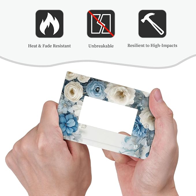 Decorative Outlet Covers Blue Rose White Flowers Rustic Floral 1 Gang Single Decora GFCI Device Light Switch Covers Plate 1 Rocker Wall Plate Jumbo Face Plate for Bedroom Decor