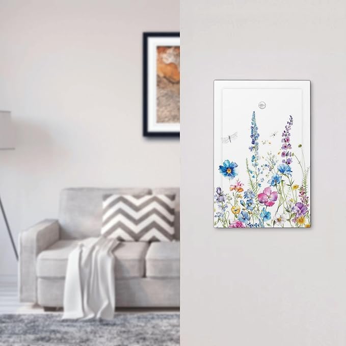 Light Switch Cover Plate Boho Colorful Flowers Plants And Dragonflies 1 Gang No Device Blank Electrical Wall Plates Faceplate Decorative Switch Plate for Bedroom living Room Decor