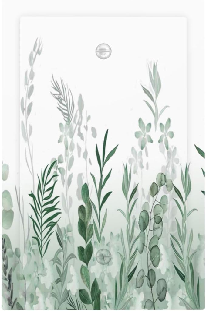 Watercolor Green Leaf Rustic Plant Eucalyptus Flowers Light Switch Cover Plate 1 Gang No Device Blank Electrical Wall Plates Faceplate Decorative Switch Plate for Bed Room Living Room Decor