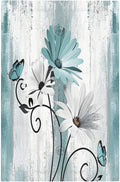 Light Switch Covers Teal Daisy Floral Butterfly Vintage Wood Decorative Switch Plates 1 Gang Blank No Device Outlet Covers Electrical WallPlates for Bathroom Bedroom Decor