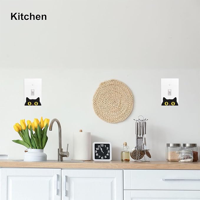 Cute Black Cat 1-Gang Toggle Light Switch Plate, Cartoon Cat Pet Lover Wall Plate for Bedroom, Bathroom & Living Room