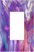 Liquid Marble Modern Abstract Texture Abstract Purple Paint Wall Art Decorative Outlet Covers 1 Gang Single Rocker Wall Plates Gfci Faceplate Light Switch Cover Plate for Office Living Room