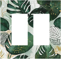 Decorative Outlet Covers Boho Tropical Leaves 2 Gang Double GFCI Rocker Electrical Wall Panels Light Switch Cover Plate for Bedroom Bathroom Decor