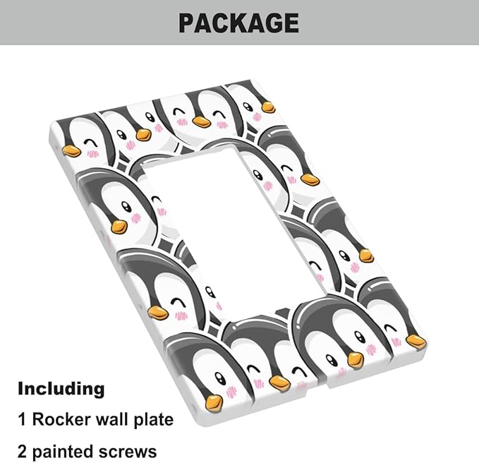 Penguin Single Rocker Wall Plate Cute Penguins Cartoon Decorator Rocker Switch Plate Decorative 1 Gang Lightswitch Cover Home & Office