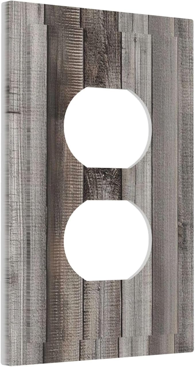Outlet Covers Vintage Brown Gray Wood Texture 1 Gang Duplex Light Switch Cover Decorative Switch Plates Electrical Receptacle Faceplate Wall Plate For Farmhouse Cabin Decor