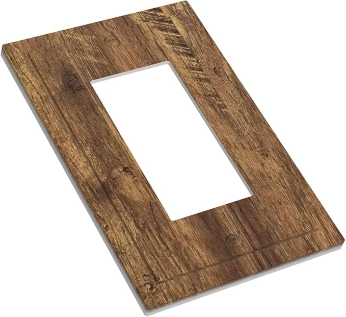 Outlet Covers Rustic Wood Grain Country Vintage Wooden Board 1 Gang Single Rocker Light Switch Cover Plate Decorative GFCI Wallplates Socket Cover Electrical Switch Plate Covers for Farmhouse Home