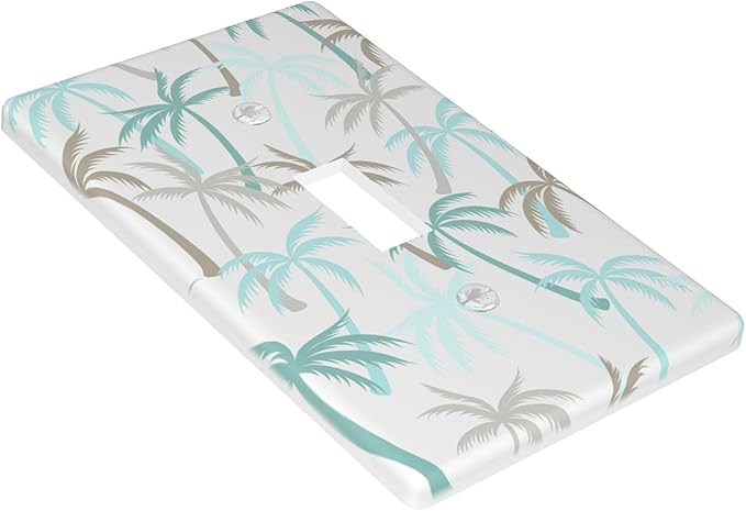 Tropical Palm Tree 1-Gang Toggle Light Switch Plate, Green Palm Leaf Wall Plate for Beach House, Kitchen, Bathroom & Sunroom