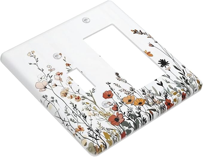 Outlet Covers Vintage Wildflower Colorful Plants Floral 1 Toggle 1 Rocker Combination Decorative Wall Plate Electrical Switch Plates Light Switch Cover Plate For Bed Room Living Room