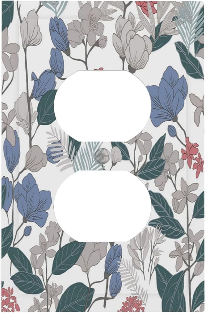 Decorative Outlet Covers Boho Green Leaf Floral Combination 1 Gang Wall Plate Receptacle Duplex Light Switch Cover Plate Single Dual Plug Covers Electrical Switchplate Faceplate