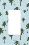 Tropical Palm Tree Pattern Single Rocker Switch Cover - 1-Gang Standard US Size Coastal Breeze Light Switch Covers for Beach House Decor