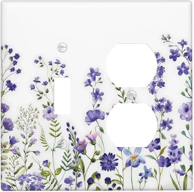 Lavender Wildflowers Purple Flowers Plant Floral Wallplates 1 Toggle 1 Duplex Switch Plate Electrical GFCI Faceplate Decorative Light Switch Covers for Bedroom Living Room Decor