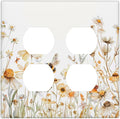 Yellow White Daisy Floral Bee Wild Flower Outlet Covers 2 Gang Double Duplex Decorative Light Switch Covers Electrical Wallplates Socket Faceplate for Bedroom Living Room Decor