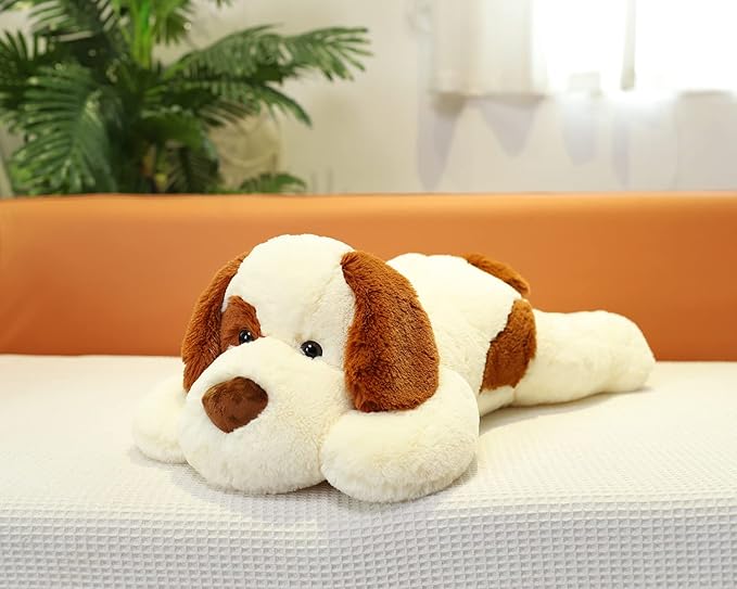 YESGIRL 26.8 inch Large Dog Weighted Stuffed Animals, 5 lb Weighted Plush Animal, Cute Plush Toy Pillow, Gifts for Adults, Kids, Boys and Girls(White)