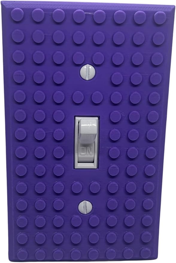 Brick Wall Plate, Single Toggle Light Switch Cover for Kids Bedroom, Game Room, 1-Gang (Purple)