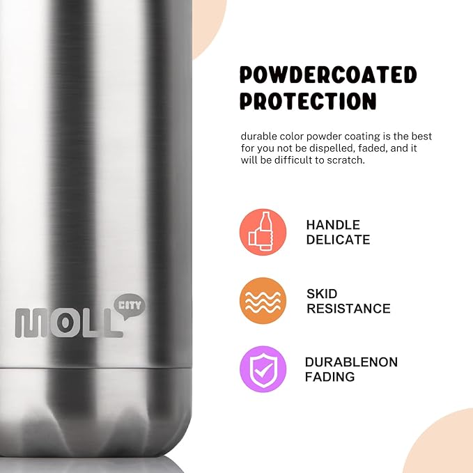 17 oz Stainless Steel Water Bottle-Insulated Water Bottle-Sports Water Bottle for School Double Walled Vacuum Cola Shape-Leak Proof Sport Water Bottle(SS)