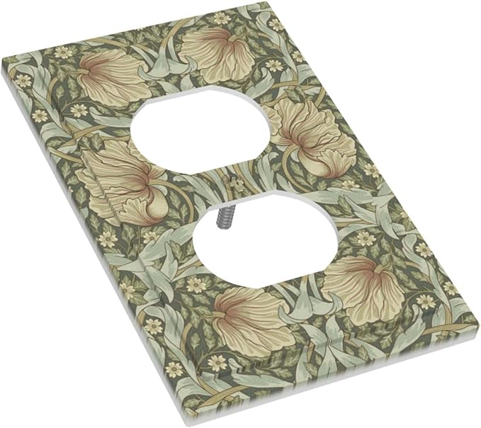 William Morris Pimpernel Flowers 1 Gang Electrical Duplex Outlet Covers Vintage Floral Green Botanical Receptacle Light Switch Cover Plate Decorative for Country Country Bedroom Home Décor
