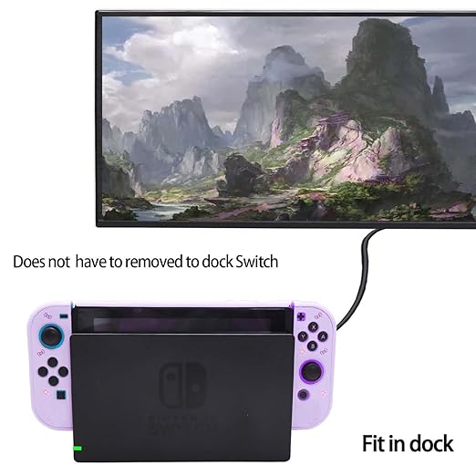 GUTIAL Accessories Bundle for Nintendo Switch - Cute Kawaii NS Accessories kit for Grils Boys Kids with Travel Carrying Case and Cartoon Dockable Cover Case, Screen Protector, Stand - Purple