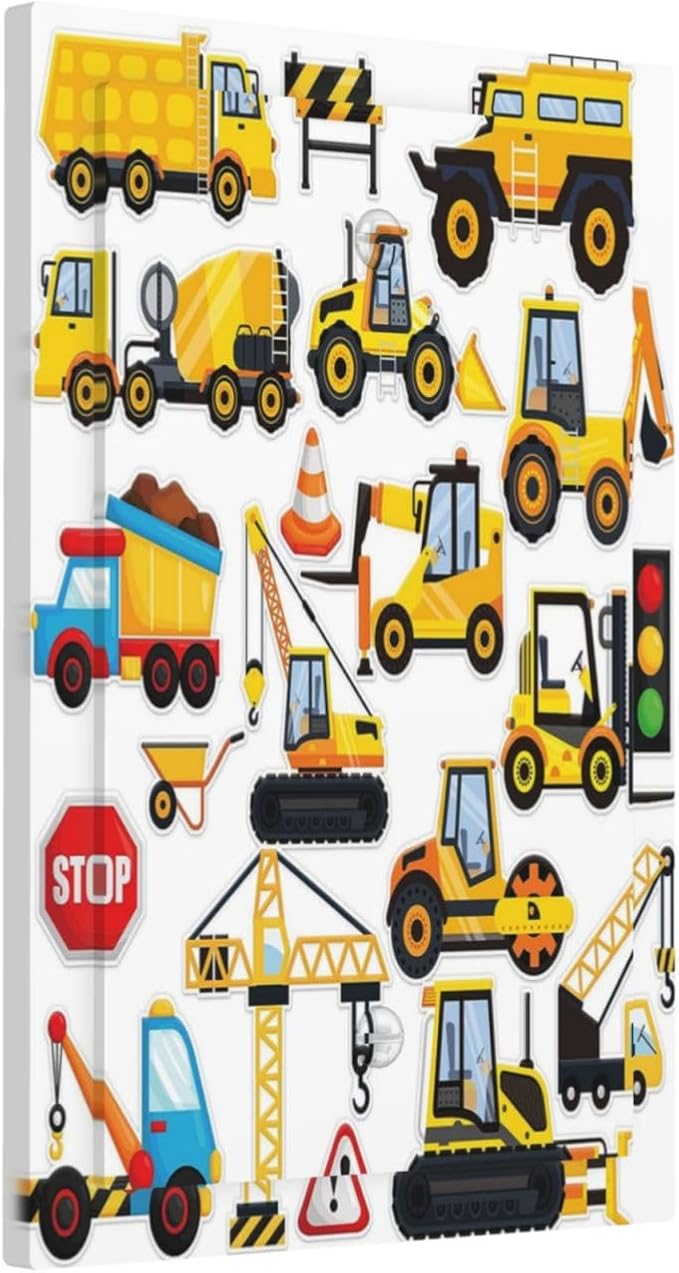 Yellow Truck Cartoon Transportation 1 Gang Light Switch Cover No Device Wall Plate Decorative Blank Switchplate Electrical Faceplate for Kidroom Bathroom Home Living Room Bedroom Art Panel Decorate