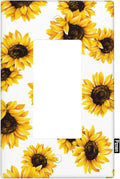 Sunflower Single Rocker Light Switch Cover, Yellow Floral White Sunflowers 1-Gang Decorator Wall Plate for Farmhouse Home Bedroom Decor