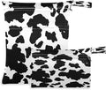 2pcs Wet Dry Bag Black Animal Cow Print Cloth Diaper Bags Waterproof Wet Bags Washable Wet Dry Organizer Pouch with Two Zippered Pockets for Swimsuits Travel Hiking Baby Stroller