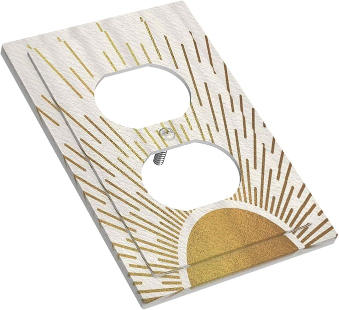Decorative Outlet Covers Midcentury Golden Sun Minimalism Sunrise 1 Gang Wall Plate Receptacle Duplex Light Switch Cover Plate Single Dual Plug Covers Electrical Switchplate Faceplate