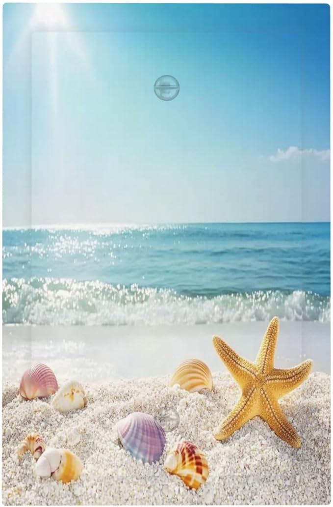 Light Switch Cover Plate Summer Beach Colorful Seashell Starfish 1 Gang No Device Blank Electrical Wall Plates Faceplate Decorative Switch Plate For Kids Room Nursery Decor