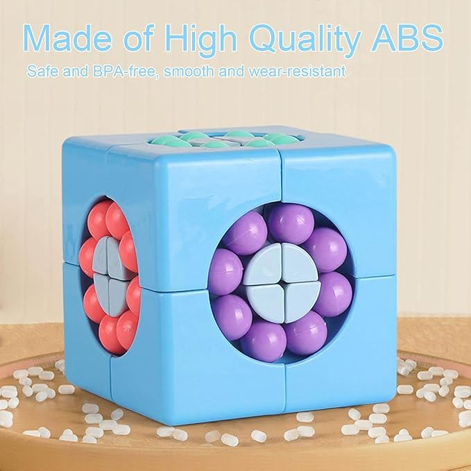 YUDANSI Magic Bean Cube Toy, Rotating Magic Bean Puzzle& Fidget Spinner 2-in-1, Rotating Magical Cube Fidgets Gift for Kids Boys Girls Age 3+, 5-7, 8-12, Brain Teaser Fingertip Toys for Teens Adults