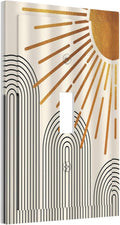 Mid Century Beige Boho Abstract Sun Vintage Arch 1 Gang Light Switch Covers Decorative Single Toggle Wall Plate Switchcover Electrical Switchplate for Country Bathroom Bedroom Decor