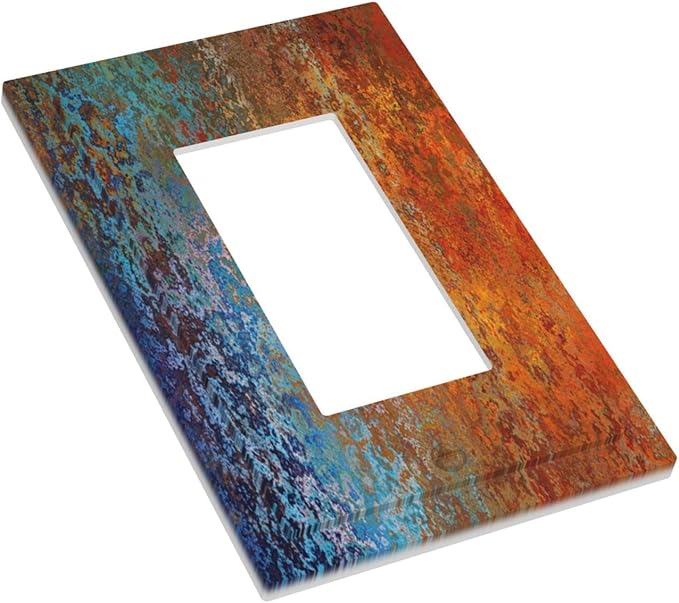 Decorative Switch Plate Covers Vintage Copper Rust 1 Gang Single Decora GFCI Device Light Switch Cover Red Celestial Blue Flatprint 1 Rocker Outlet Wall Plate Faceplate for Kitchen Bathroom
